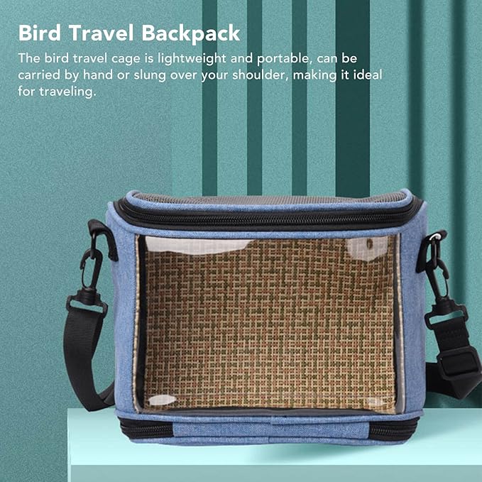 Bird Carrier Bag,Portable Travel pet Hamster Bag,Transparent Lightweight Breathable Parrot Travel Cage for Cockatiels Parakeets Small Bird Rat Guinea Pig Squirrel Carrier (Blue)