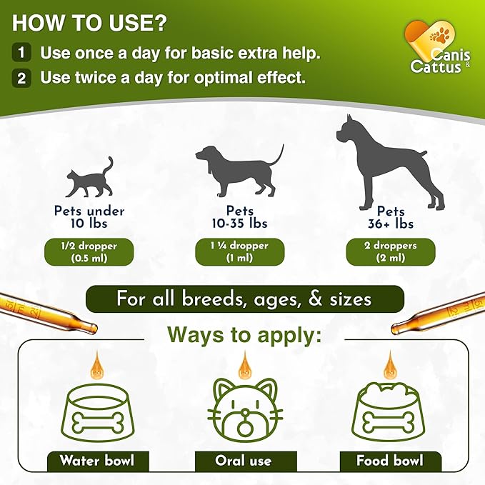 Canis&Cattus Natural Antibiotic for Dogs & Cats – Liquid Pets Antibiotic – Supports Immunity, Reduces Inflammation, Controls Parasites, and Boosts Urinary Health – 2 oz