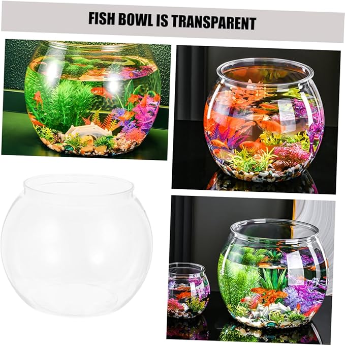 Transparent Small Plastic Fish Tank Aquarium Container for Betta Fish and Small Turtles Easy to Clean Portable Desktop Decor for