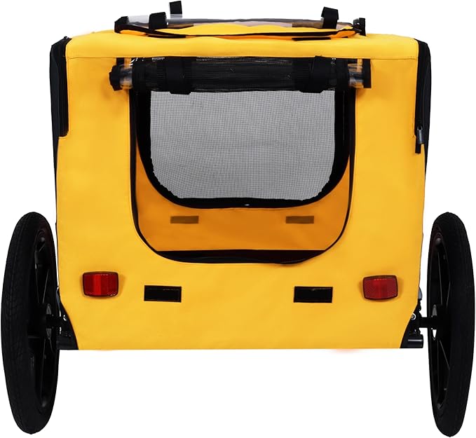 Heavy Duty Dog Bike Trailer with 16" All-Terrain Wheels & Universal Hitch, Foldable Pet/Cargo Carrier for Bicycles, Camping, Hiking
