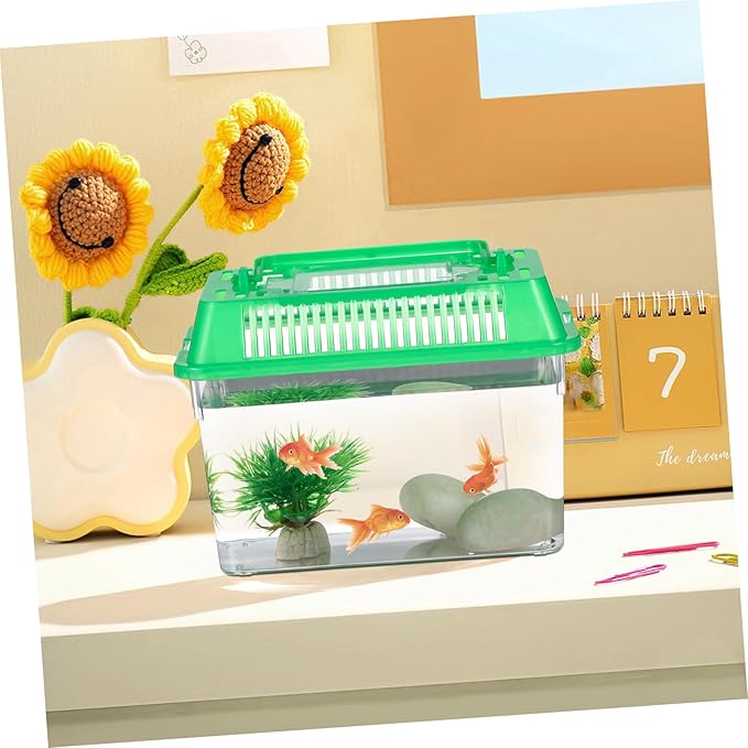 UPKOCH 4pcs Portable Fish Tank Pet Box Tank Fish Decoration Goldfish Crab Gel Reptile Basket Handheld Kit Accessories Stick Insect Aquariums Frog Terrarium Plastic
