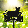 Personalized Dog Corgi Memorial Stake Metal Grave Marker, Custom Corgi Flowers Dog Memorial Grave Marker Garden Stake, Metal Sympathy Sign Remembrance Marker Customized Gifts