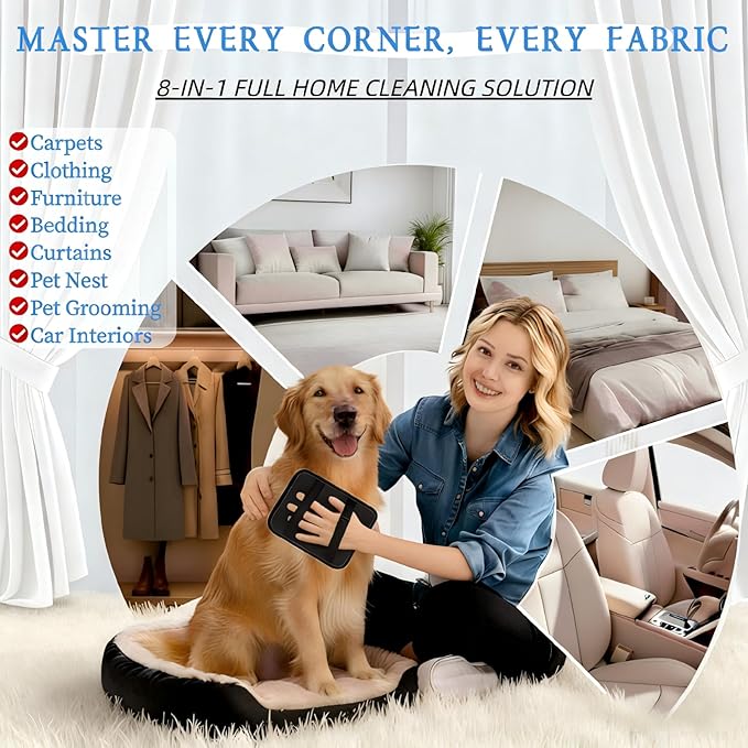 Electrostatic Pet Hair Removal Glove Dogs & Cats, 2026 Upgraded Magic Brush Tool, Washable Reusable Manicure-Friendly Open-Finger Pet Hair Remover for Couch, Car Interior, Furniture & Clothing(1pcs)