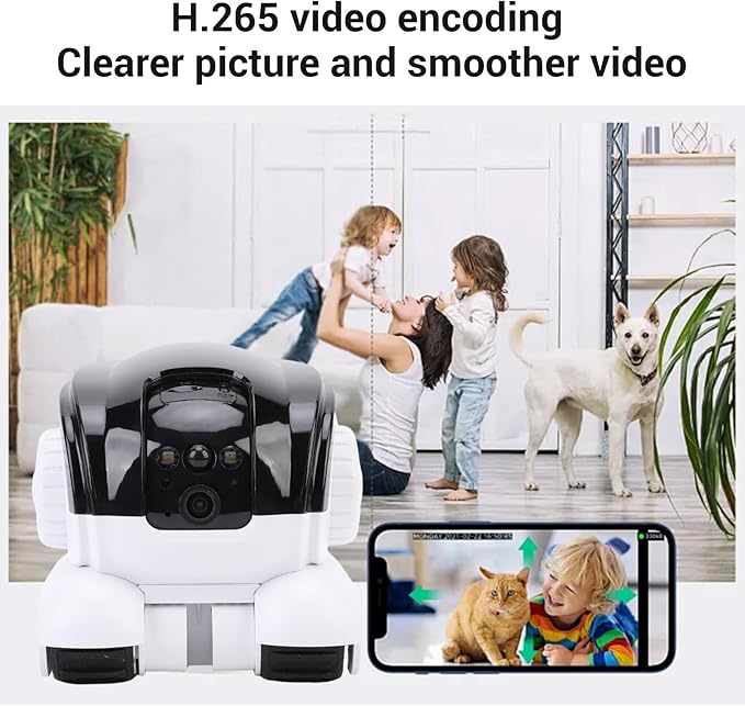 Dpofirs Indoor Camera for Home Security Baby Monitor Dog Pet Camera, Automatic Pet Tracking, Pet Interaction, PIR Motion Detection, with Phone App