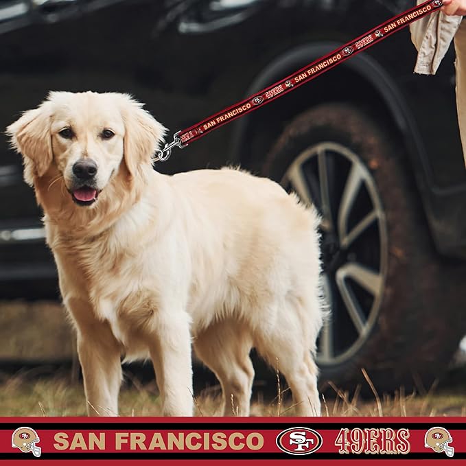 NFL PET San Francisco 49ers Dog Leash, Large Football Team Leash for Dogs & Cats - Shiny & Colorful, Licensed by The NFL
