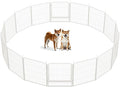 SunsGrove Dog Play Pen Indoors, 32 Inch 16 Panels Dog Playpen for Small and Medium Dogs, Easy Setup Anti-Rust Pet Fence, White