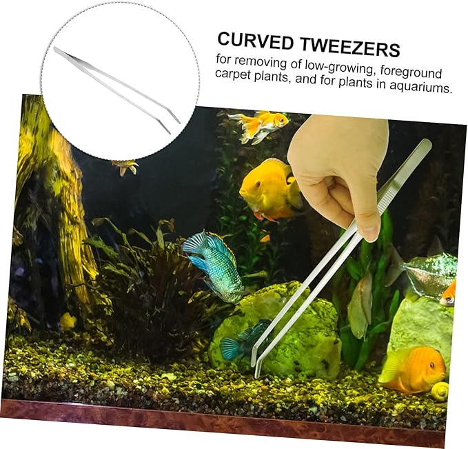 Didiseaon 3pcs Long Curved Tweezers Aquarium Plant Care Tools Stainless Steel Aquatic Plant Tongs Sharp Blade for Easy Trimming for Aquarium Decor