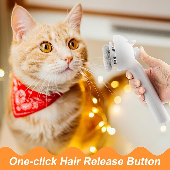 Pet Steam Brush for Dogs, 4 in 1 Cat Steam Brush for Long Short Haired, Self Cleaning Brush for Shedding, Metal Pet Misting Hair Comb with Handle for Grooming Kitten Dog(White)