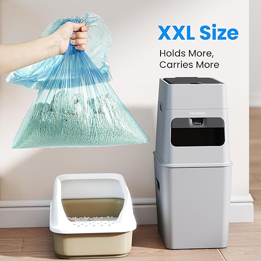 Neakasa White PooGuard Litter Disposal Bin, 9.2L Trash Can with Refill Bag Bundle