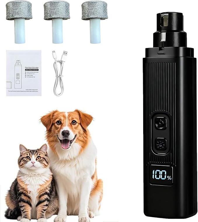 Silent Groom Pro Pet Nail Grinder| Low Noise Quiet Claw Trimmer for Dogs, Cats and Other Animals | Safe & Stress Free Nail Grooming, Ideal for Sensitive Dogs of All Breeds & Sizes (Black)