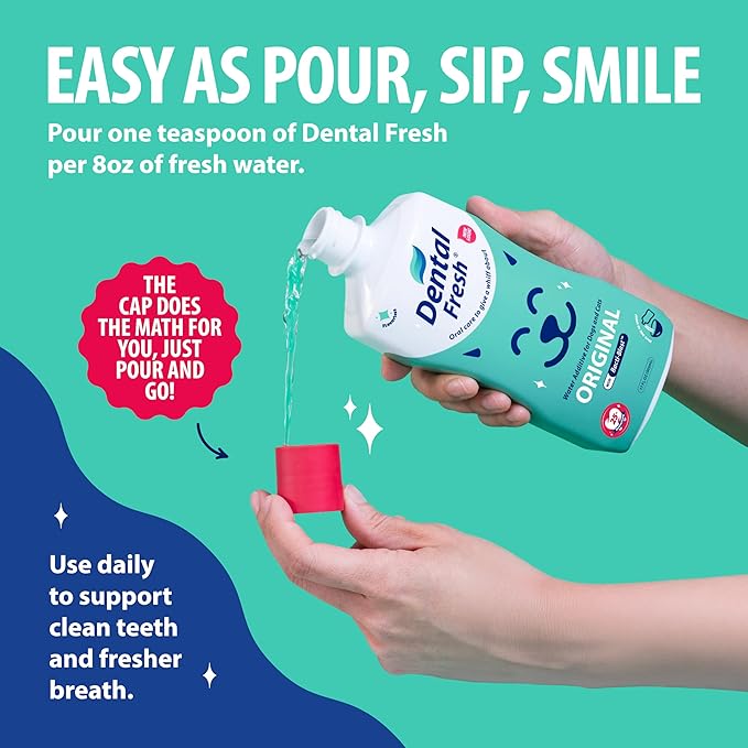 Dental Fresh Water Additive for Dogs and Cats, Clean Teeth and Fresh Breath, Daily Pet Oral Care, Flavorless, 32 fl oz