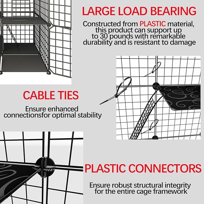 Indoor Cat Cage Enclosure DIY,Cat Playpen Catio Thick Metal Wire Kennels for 1-3 Cats Kitten Cage Detachable Patio Cat Crate (White, 41" L x 41" W x 55" H)