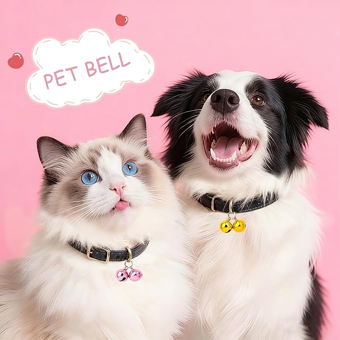 Pet Bells for Dog Cat Collar, 6 Pack Colorful Loud Double Pet Collar Bells with Metal Keychain Clip Dog Cat Pendant Accessories for Small Pets Outdoor Training Safety Tracking