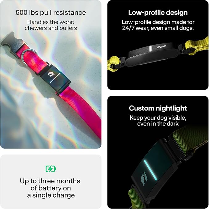 New Fi Series 3+ Smart Dog Tracker Collar [6 Month Membership Included] GPS Tracker for Dogs with Health & Behavior Monitoring, Escape Alerts, Waterproof, LED, Apple Watch Compatible (Blue, Small)