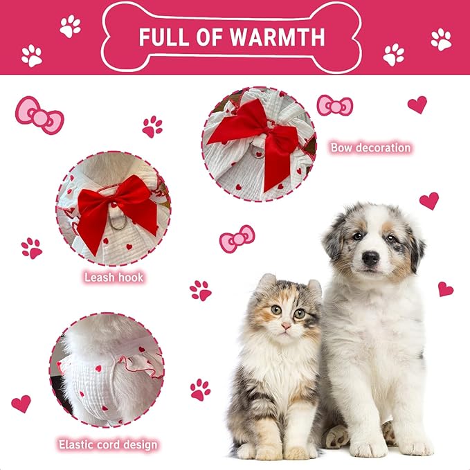 TAPBULL Dog Dresses, Fashionable Pet Dog Clothes with Heart Design, Cute Cat Birthday Dress Outfit (Pink/Red/Blue/Purple/Black 5-Pack), X-Large