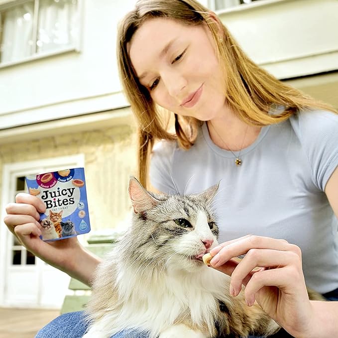 INABA Juicy Bites Grain-Free, Soft, Moist, Chewy Cat Treats with Vitamin E and Green Tea Extract, 0.4 Ounces per Pouch, 9 Pouches Total (3 per Bag), Tuna and Chicken Flavor
