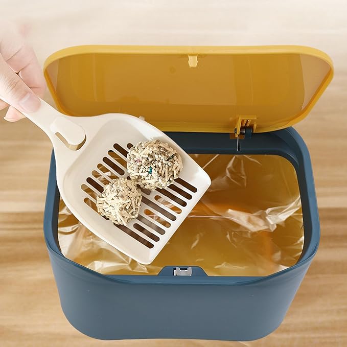 Yosoo Health Gear Cat Litter Trash Can, Press Seal Lid Airtight Odor Control, Compact 7.09x4.92x5.12in Pet Waste Bin with Rounded Edges, for Home and Litter Box