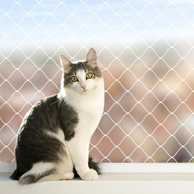 Cat Balcony Rail Net, 10 x 26 ft Cat Anti-Fall Netting Pet Balcony Mesh Fence Net Dog Fence Nets Black Nylon Pets Anti-Fall Mesh Fence