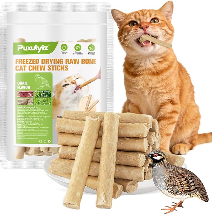Freezed Drying 50g Cat Chew Sticks Quail Flavor, Cat Teething Sticks for Teeth Cleaning Dental Care, Cats Chew Toys for Fresh Breath