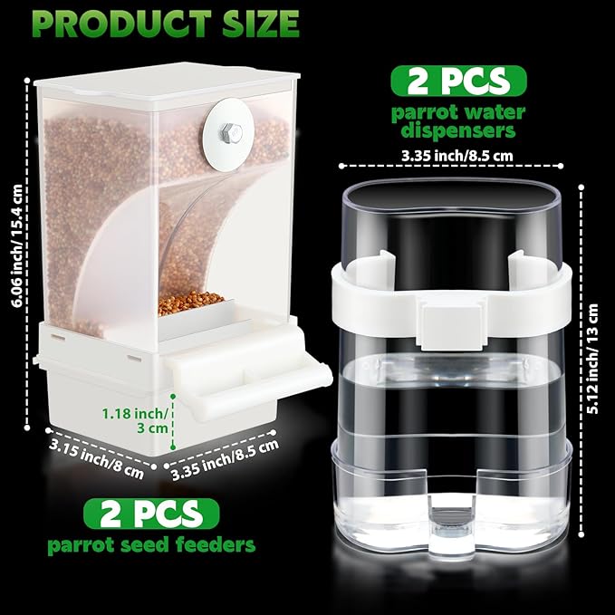 Yaomiao 4 Pcs No Mess Small Bird Feeders Automatic Parakeet Water Dispenser Clear Quail Feeder and Watered Cage Accessories for Small and Medium Parakeet Cockatiel Canary(Assorted,Clear)
