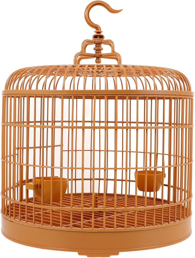 ERINGOGO Hanging Birdcage for Parakeets and Small Birds, Plastic Decorative Outdoor Cage with Handle, 29.5-inch Dome Top for Travel and Home Use