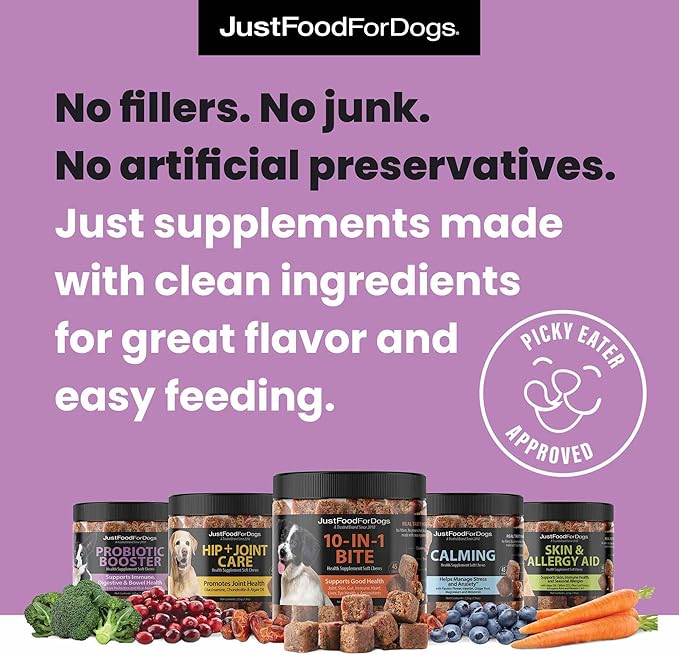 Just Food for Dogs Hip and Joint Supplement for Dogs, Human Grade Glucosamine Chondroitin Dog Supplements, Multivitamin Soft Chews, Omega 3 Oil, Superfood Blend, Plant Based Dog Vitamins - 45 Count 3