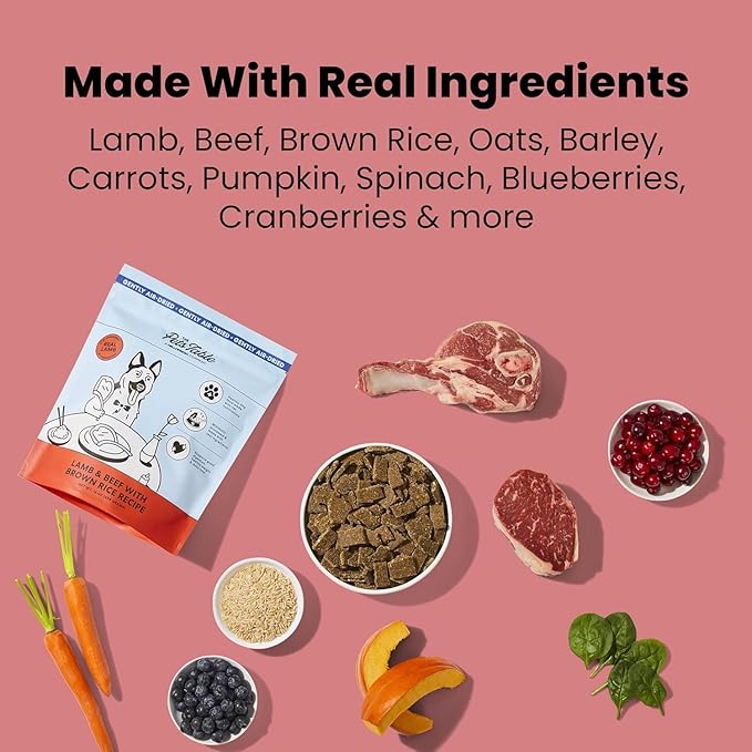 The Pets Table Air Dried Dog Food for Dogs Large, Medium and Small with Sensitive Stomachs | Puppy Dog Food, Adult Dog Food, Senior Dog Food | Lamb & Beef with Brown Rice 4.5 lbs / 72 oz Bag