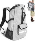 Dog Backpack Carrier for Medium Dogs - 4-Layer Protection, Under 30 lb, Waterproof, Adjustable Dog Travel Bag with Storage Pockets, Reflective Strips, Non-Slip Handle for Hiking - Grey