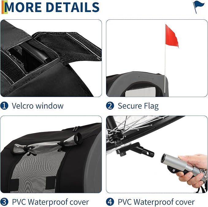 Dog Bike Trailer, 88LBS Dog Cart for Bicycle, Pet Cart Bicycle Carrier for Small and Medium Pets,Easy Folding Cart Frame, Quick Release Wheel, Univer-Sal Bicycle Coupler, Washable Non-Slip Lining