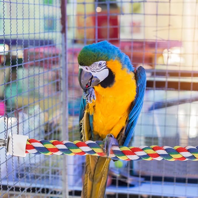 Parrot Rope Perch 26.4 Inch Cotton Climbing Toy for Pet Birds Cage Exercise and Chewing Accessory