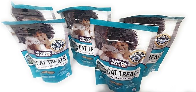 Seafood Medley Flavored Cat Treats Crunchy Outside Creamy Inside 5-Pack