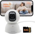 Sensforge 2.5K Indoor Pan-Tilt Dome Security Camera, AI Human & Pet Detection, 360° Coverage, Two-Way Audio, Dual-Band Wi-Fi (2.4G/5G), 64GB SD Card Included, No Monthly Fees (1, White)