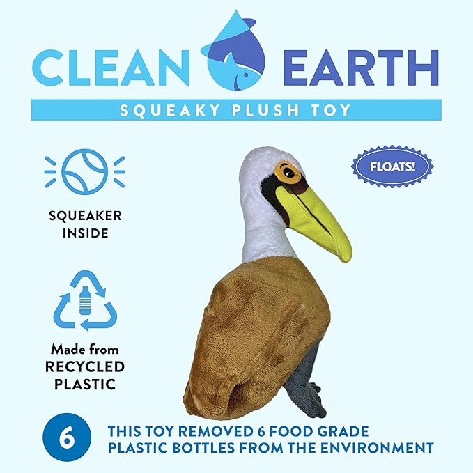 Spunky Pup Clean Earth Plush Pelican | Made from 100% Recycled Water Bottles | Large