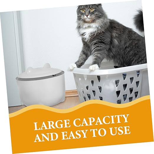 Totority 1set Enclosed Cat Litter Waste Container Sealed Lid and Trash Bags Convenient One-Button Small Trash Can for Pet Litter Storage Gray