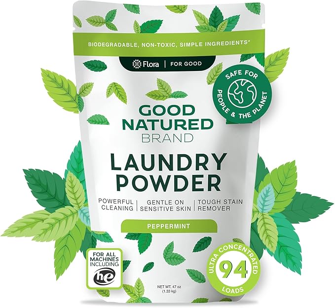 Good Natured Brand | Pet Stain & Odor Remover for Laundry | Pet Laundry Detergent for Dogs Beds, Cat Pee, Smell, Dog Drool | Hypoallergenic & Non-Toxic | Peppermint | 47oz 94 Loads