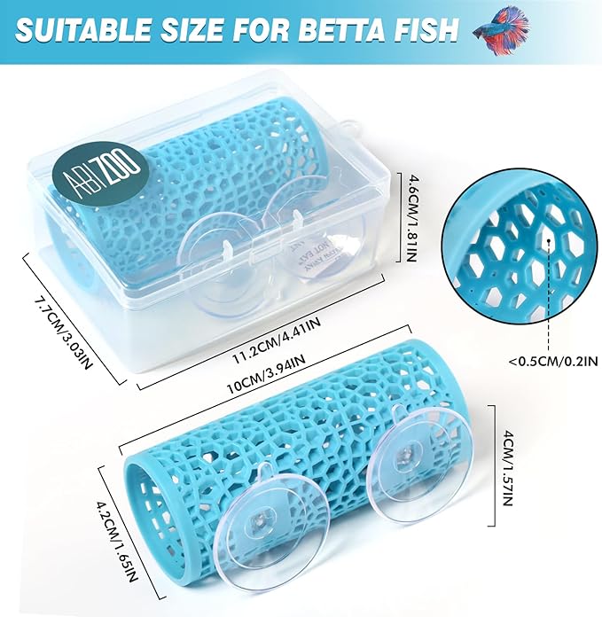 Abizoo Betta Fish Tunnel Hideout for Aquarium Decoration Hollow Coral Design Smooth Finish, Fish Tank Accessory Habitat Cave for Betta Shrimp Guppies Neon Tetras Zebra Danios and Other Small Fish