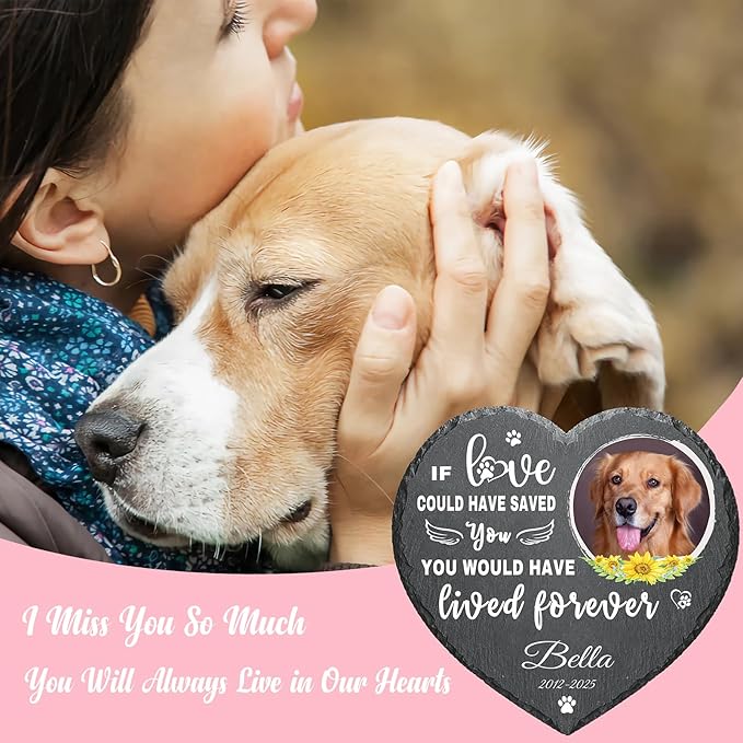 Alienc Personalized Pet Memorial Stone – Custom Dog & Cat Memorial Gifts for Loss, Outdoor Pet Grave Marker, Sympathy Keepsake for Dogs and Cats