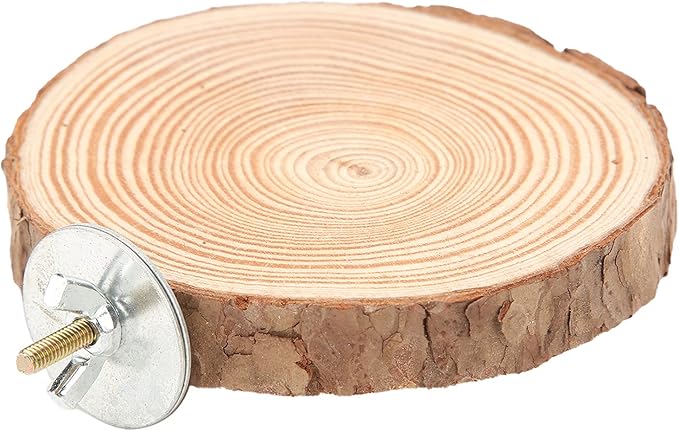 Round Wooden Spring Bird Board, Parrot Perches Stand Toy Bird Parrot Perch for Small Parakeets Cockatiels Hamster Cage Accessories (6cm)
