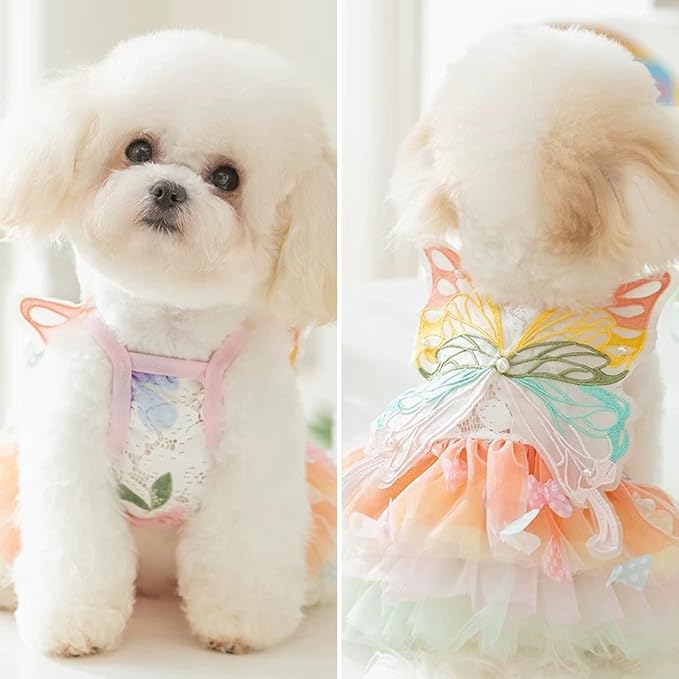 Cat/Small Dog Pretty Fairy Costume Clothing - Cute Dress Outfit for Spring Halloween Christmas Girl Party (XS)
