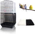 Daoeny 2Pcs Adjustable Bird Cage Cover, Upgraded Airy Nylon Mesh Parrot Net with Sequins, Universal Seed Feather Catcher, Soft Birdcage Cover Skirt Sheer Guard for Parakeet Macaw Round Square Cages