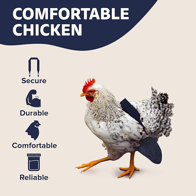Hen Holster Bikini Diaper, Bird Diaper & Harness for Hens, Roosters, Ducks, Geese - with Removable Vinyl Liner, Adjustable Fit for Outdoor Adventures & Indoor Use - Easy to wear - S/M, Denim