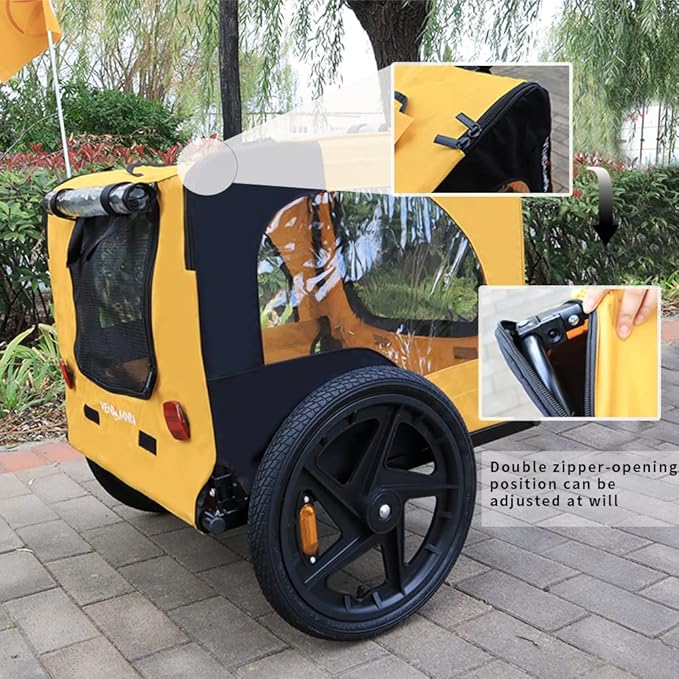 HomVent Dog Bike Trailer - Folding Pet Carrier Wagon with 16 Inch Wheels for Small and Large Dogs
