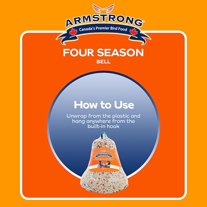 Armstrong Wild Bird Food Four Season Bell, 1 Pound - Premium High-Energy Treat for Year-Round Songbird Feeding - Easy-to-Hang Suet Alternative