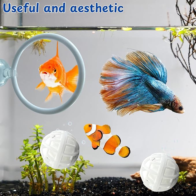 Fish Aquariums Accessories, 1 with Floating Ball & 2 Exercise Training Toys, Feeding Betta Set for Tank, Enrichment