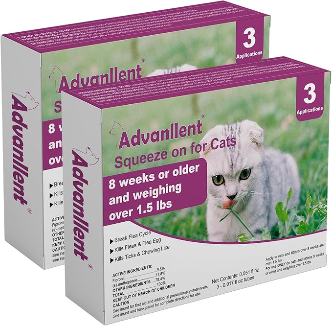 Flea and Tick Prevention for Cats, Flea and Tick Treatment for Cat Kitten, Flea & Tick Control, Over 1.5 Pounds, 6 Doses