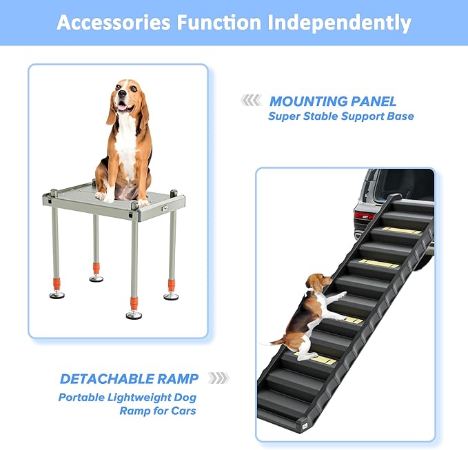 Adjustable 4-Leg Dog Pool Ramp - Quick Setup & Foldable Dog Ramp for Pool, 200lbs Capacity - Non-Slip Design for Enhanced Stability, Black
