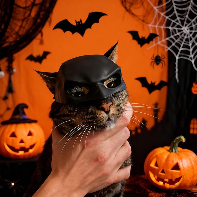 Cat Bat Mask Funny Cat Mask Halloween Costume for Cats, Cosplay Pet Party Accessories Lightweight and Easy to Wear