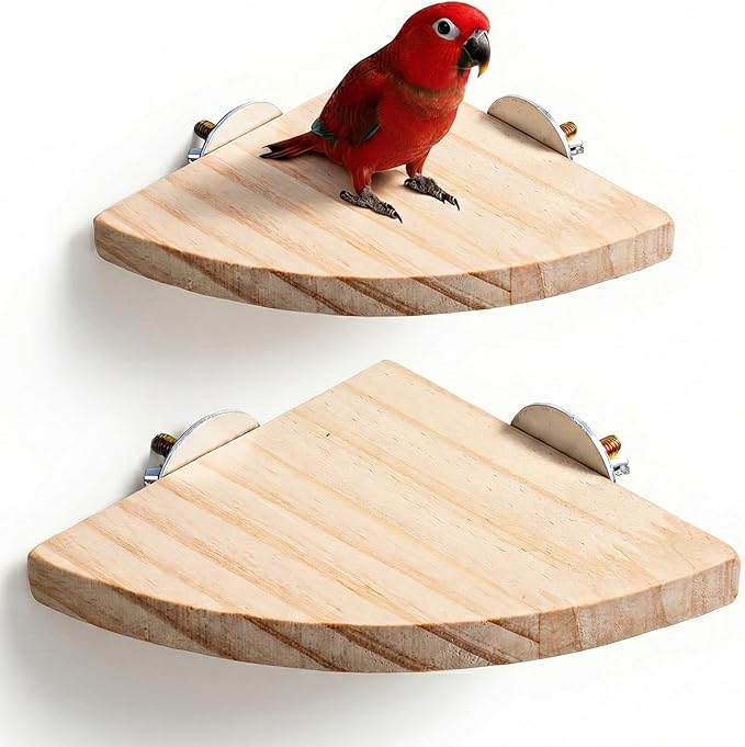 2 Pcs Bird Perch Platform Perch Birds Cages Accessories Flat Fan Shape Bird for Parakeet Conure Cockatiel Budgie Rat Chinchilla Gerbil Hamster (2 Size)