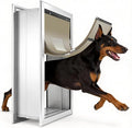 Extra Large Dog Door for Wall, XL Dog Door with 2 Self-Closing Insulated Flaps for Extreme Weather, Heavy Duty Aluminum XXL Dogs Doors with Telescoping Tunnel, Pets Up to 230LBS, X-Large, Sliver