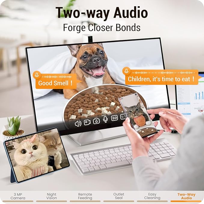 Automatic Cat Feeder with 3MP Camera: 5G WiFi Automatic Dog Feeder with Night Vision, 5L Timed Auto Cat Food Dispenser with APP for Pet, Detachable for Easy Clean-21 Cups